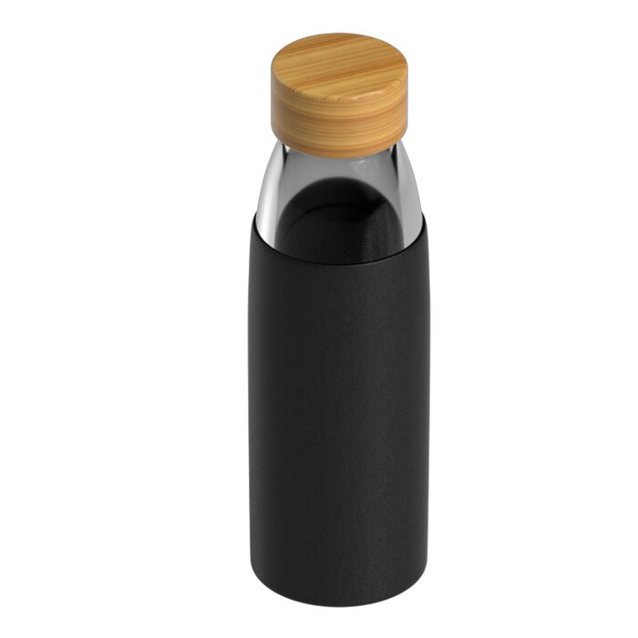 Trinkflasche Glossy Black aus poliertem Borosilikatglass 530ml bedruckt